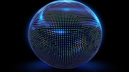 Poster - An abstract futuristic digital sphere composed of a mesmerizing array of luminescent points arranged in an intricate grid like pattern