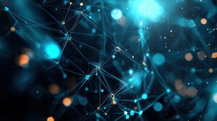 Poster - mesmerizing abstract image featuring a dark blue grid like structure with a dynamic interconnected n
