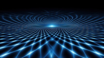 Poster - captivating abstract image featuring a dynamic digital grid in deep glowing shades of blue against a