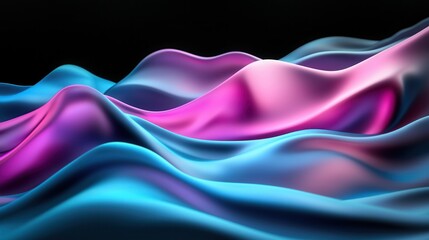 Poster - Mesmerizing abstract digital landscape with dynamic flowing waves of vibrant neon pink blue and purple hues creating a surreal futuristic atmosphere