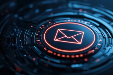 Poster - Futuristic Email Security Concept Featuring Holographic Elements and High-Tech Design