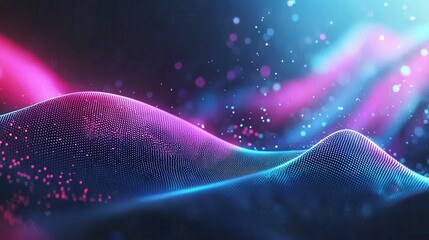Poster - Vibrant pulsating waves of abstract neon energy create a captivating futuristic display of dynamic high speed movement and light