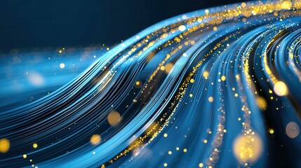 Poster - mesmerizing abstract composition of a digital space tunnel filled with a dynamic flow of glowing shi