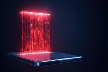 Poster - Futuristic Holographic Encryption Concept with Digital Lock Over Smartphone Device