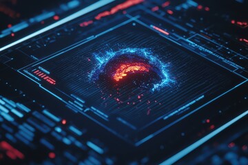 Poster - Futuristic Holographic Weather Alert Display with Dynamic Visualizations and Data Overlays