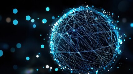 Fototapete - futuristic digital of a luminous wireframe sphere symbolizing global connectivity data networks and 