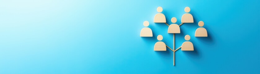 Poster - Minimalist Concept of HR Technology with Solid Color Background and Abstract Human Figures