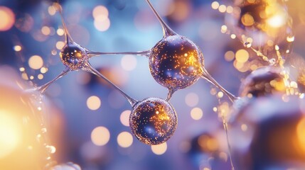 Poster - Mesmerizing display of shimmering translucent spheres and glittering liquid particles floating and dancing through the air creating a captivating and enchanting holiday inspired scene