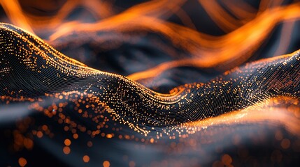 Poster - A mesmerizing futuristic digital artwork depicting a flowing luminous wave of interconnected data and energy representing the power and complexity of big data visualization