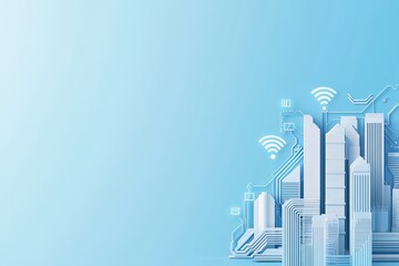 Poster - Futuristic Smart City Infrastructure Concept With Cybernetic Elements and IoT Connectivity