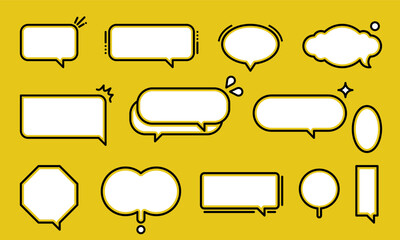 Poster - set of vector speech bubble labels. retro color special offer design elements, chat emblem, black ca