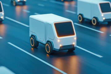 Poster - 3D Rendered Concept of Autonomous Delivery Vehicles in Smart Logistics Environment