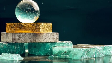 Aufkleber - explore the captivating allure of this art piece showcasing a crystal sphere on a unique base. its m