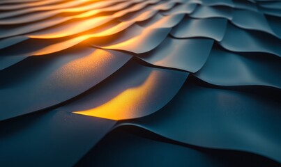 Leinwandbilder - Abstract Teal and Gold Waves: A Textured Digital Art