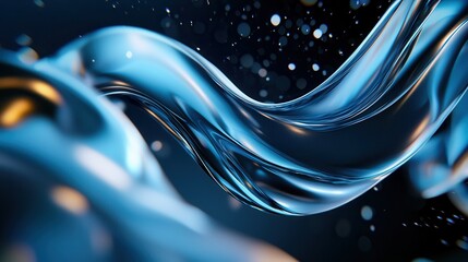 Poster - Mesmerizing abstract composition featuring vibrant luminous blue waves flowing and undulating across a dark mysterious background creating a captivating futuristic and ethereal visual experience