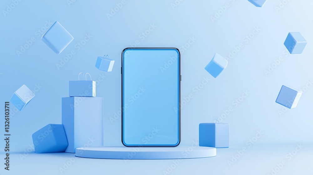 Against a clean, minimalist backdrop, a mobile phone screen showcases ...