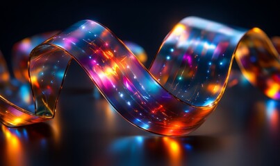 Leinwandbilder - Abstract Swirling Light Ribbon: A Symphony of Color and Form