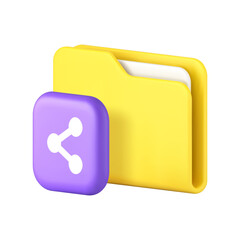 Poster - Folder office document archive sharing business desktop directory 3d icon realistic vector illustration. Data storage cyberspace information organizing work productivity database web interface