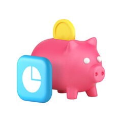 Poster - Budget balance planning financial analyzing and piggy bank accounting 3d icon realistic vector illustration. Banking finance money earnings and expenses investment savings retirement profit wealth