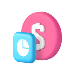 Poster - Stock trade analyzing currency exchange financial balance statistic 3d icon realistic vector illustration. Banking investment dollar money finance analysis diagram savings earnings expenses management