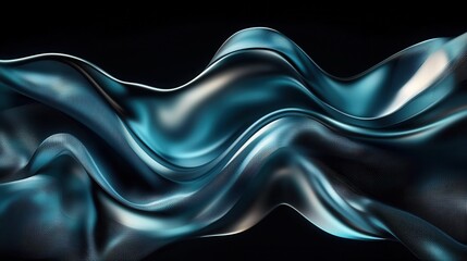 Poster - Mesmerizing abstract digital design featuring a dynamic wavy flow of glowing blue data elements creating a captivating and futuristic visual experience
