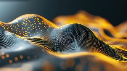 Fototapete - vibrant luminous data points flow and undulate in a captivating high tech cyberspace environment cre