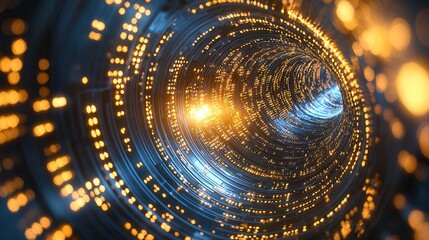 Poster - A dazzling luminous tunnel filled with swirling interconnected streams of digital data creating a surreal futuristic sci fi environment