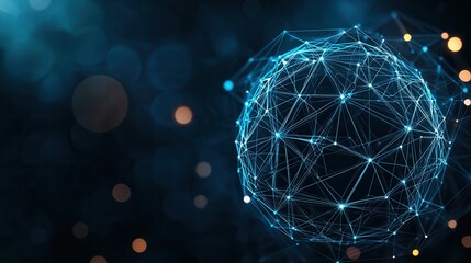 Poster - a luminous interconnected digital sphere representing the complex dynamic nature of global networks 