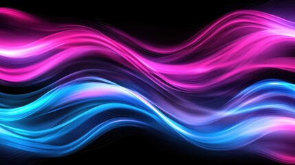 Poster - captivating abstract background with dynamic glowing neon wave lines in vivid shades of pink and blu