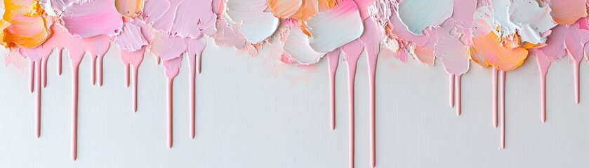 Poster - Bright flowers created with dynamic acrylic impasto techniques drip downward, fusing with metallic ink splashes while the neutral background allows for text customization