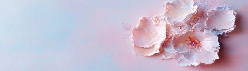 Poster - A vibrant floral bouquet showcases thick impasto acrylics with shimmering pastel highlights. The dreamy background offers elegance and space for text, perfect for upscale branding