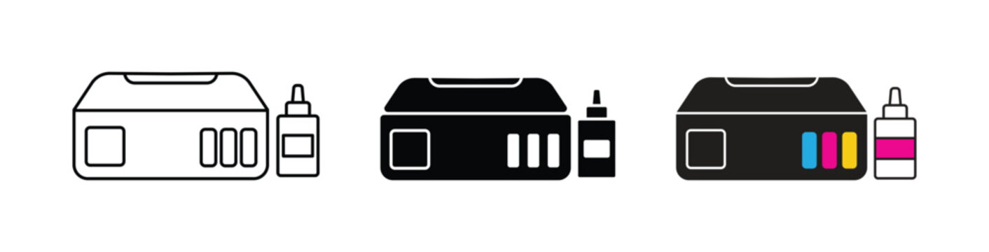 set of integrated ink printer icon