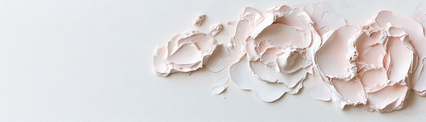 Poster - Soft pink peonies with thick, sculpted petals rise off a neutral beige background. The texture invites touch, creating a romantic and luxurious atmosphere suitable for branding