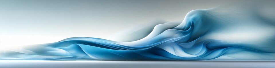 Poster - Abstract Blue Smoke on White Background Minimalist Design, Flowing Shapes, Dynamic Movement.