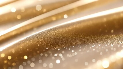 Aufkleber - Golden abstract background flowing and waving bokeh glitter and design lights, creating a luxurious and elegant with video 4k