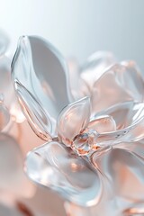 Poster - Bright and vivid floral design features translucent petals with metallic hues, set against a softly blurred white background ideal for contemporary decor