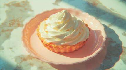 Poster - Delicious tartlet dessert with whipped cream for gourmet treats and culinary delight