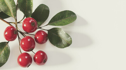 Poster - Realistic chokeberry with leaf on white background for nature and food design