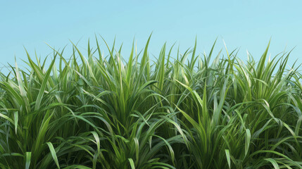 Poster - Lush green field of grass under clear blue sky for nature and outdoor themes