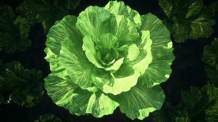 Poster - Fresh green cabbage close-up for healthy eating and organic food concepts