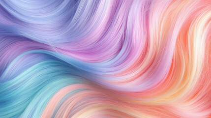 Poster - Vibrant rainbow hair texture in soft pastel hues for creative design inspiration