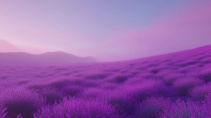 Poster - Serene lavender field at sunset with purple hues for relaxation and tranquility