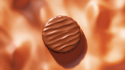 Aufkleber - Realistic chocolate biscuit on a warm textured background