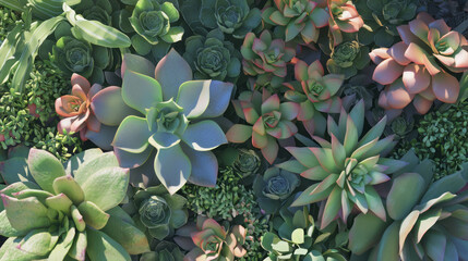Poster - Vibrant succulents top view for nature and gardening design
