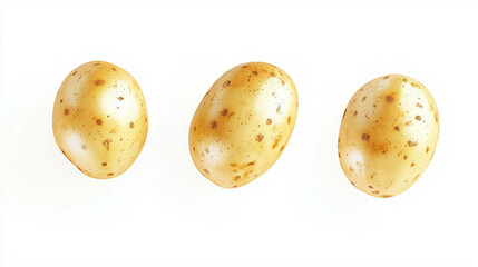 Poster - Fresh isolated potatoes on white background for culinary and design use
