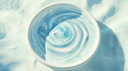 Poster - Realistic pale blue sand circle with swirling patterns for modern design