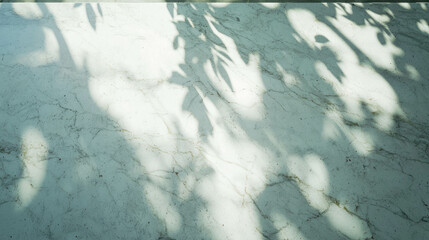 Poster - Sunlit concrete table with leaf shadows for outdoor decor design