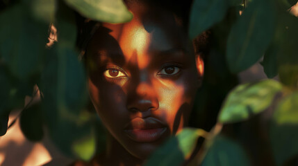 Poster - Ethereal portrait of a young woman surrounded by nature