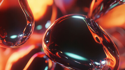 Poster - Abstract macro view of floating glass objects with organic shapes