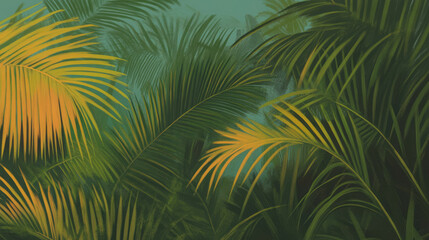 Poster - Lush brazilian tropical foliage with vibrant green palm leaves for nature design